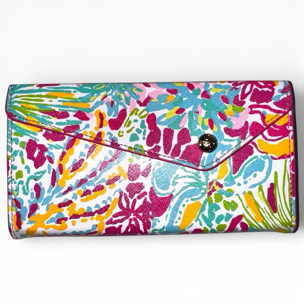 LILLY PULITZER Folding Eyeglass Case Spot Ya Print Mini Clutch Card Wallet